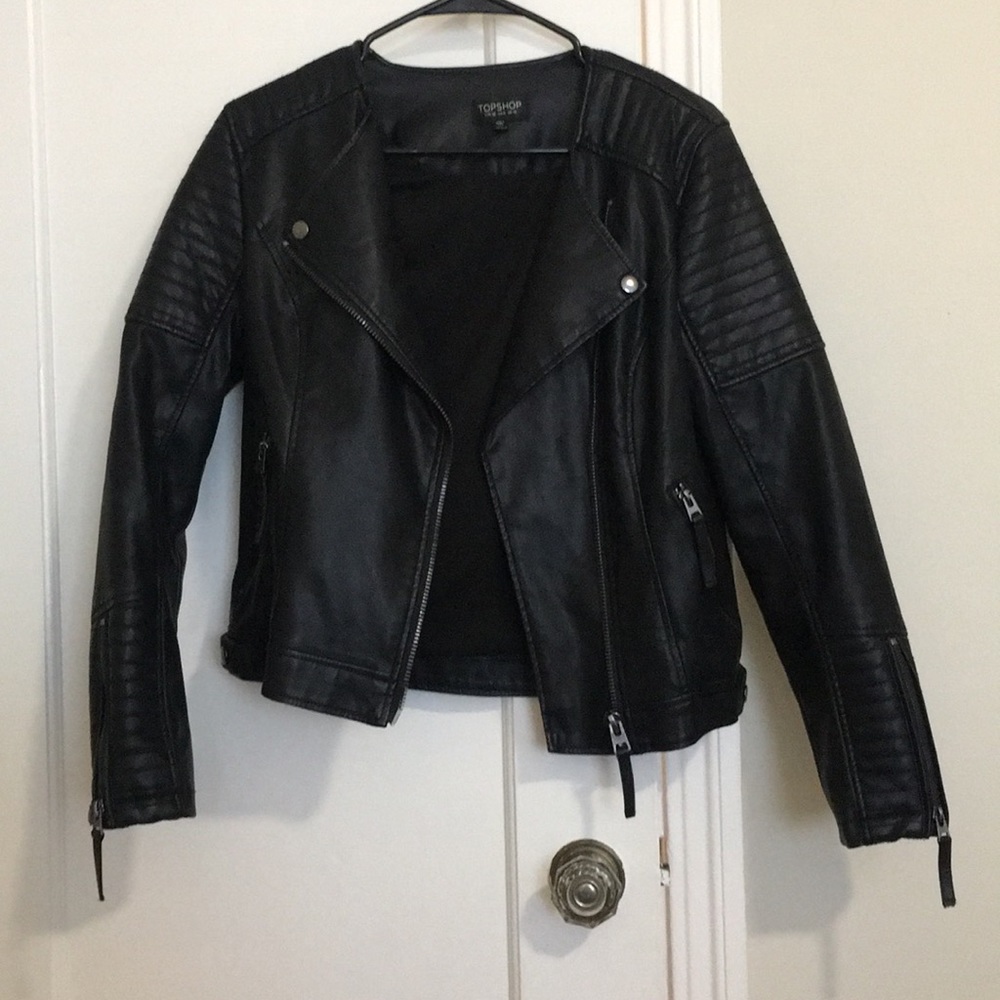 Topshop faux leather moto jacket
